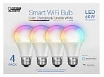 Feit Electric Wi-Fi Smart Bulbs, 4-pack $19.99