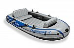 Intex Excursion 4 Person Inflatable Rafting and Fishing Boat Set with 2 Oars $112