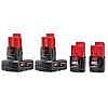 4 Pack (2 x 2.0Ah, 2 x 4.0 Ah) Milwaukee M12 12V Li-on Battery Combo $99