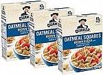 3-Pk 14.5-oz Quaker Oatmeal Squares Breakfast Cereal (Brown Sugar) $6.50 & More