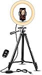 UBeesize 10-Inch Ring Light with Extendable Tripod and Phone Holder $22