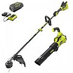 RYOBI 40V Cordless Brushless String Trimmer and Jet Fan Leaf $90