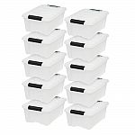 10-Pack IRIS USA 12 Qt Clear Plastic Storage Boxes w/ Latches $24