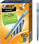 60-Ct BIC Round Stic Xtra Life Ballpoint Pen $2