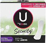 120-Ct U by Kotex Security Lightdays Panty Liners $5.67