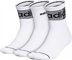 adidas Men's Blocked Linear High Quarter Socks (3-pair, Large) $4