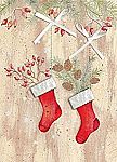12-Ct Hand Embellished Boxed 5x7 Christmas Cards (Stockings and Bows) $5.75