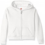 Hanes Girls' Big ComfortSoft EcoSmart Full-Zip Hoodie (White) $5.85