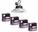 4-Pack Philips Hue White & Color Ambiance Retrofit Recessed 4" and 5/6” Downlight $179.99