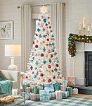 7 ft Snowy Tinsel Spruce LED Pre-Lit Artificial Christmas Tree w/  300 Mini Lights $25 (75% Off)
