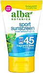 4-oz Alba Botanica Sport Sunscreen Lotion (SPF 45, Fragrance Free) $4