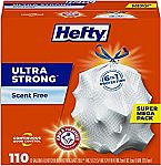 110-Count Hefty Ultra Strong 13-Gallon Tall Kitchen Trash Bags (Unscented) $12.97
