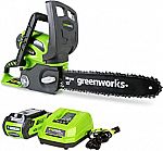 Greenworks 40V 12" Chainsaw, 2.0Ah Battery and Charger $102 and more