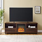 Fireplace TV Stand for TVs up to 80", Dark Walnut $115 + FS