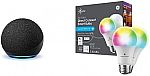 Echo Dot (4th Gen) + 2-Pack GE  Smart LED Color Bulb $25