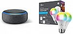 Echo Dot (3rd Gen) | Charcoal with 2-Pack GE CYNC Smart LED Color Bulb $18