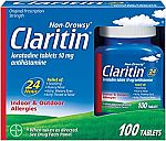 100 Count Claritin 24 Hour Non-Drowsy Allergy Medicine $17