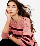 LOFT Striped Shoulder Button Sweater $15 + Free Shipping