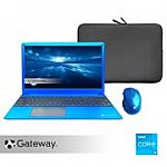 Gateway 15.6" FHD Ultra Slim Laptop Carrying Case & Wireless Mouse (i3-1115G4 4GB 128GB Blue) $140