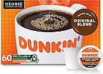 60 Count Dunkin' Original Blend Medium Roast Coffee Pods $19.53