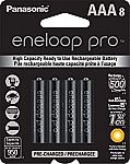 Panasonic BK-4HCCA8BA eneloop pro AAA High Capacity Ni-MH Pre-Charged Rechargeable Batteries, 8-Battery Pack $17