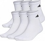 6-Pair adidas Men's Athletic Cushioned Quarter Socks $12