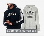 adidas Men's Essential 3-Stripe Logo Hoodie $19.99 and more