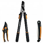 Fiskars 3-Piece Tree & Shrub Care Set, Pruner, Lopper & Saw $31 and more