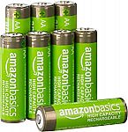 8-Pack Pre-charged AmazonBasics Rechargeable AA Batteries $10