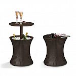 Keter Outdoor Patio Furniture and Hot Tub Side Table with 7.5 Gallon Beer and Wine Cooler (Brown) $58.80 (orig. $100)