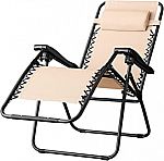 Amazon Basics Outdoor Textilene Adjustable Zero Gravity Folding Reclining Lounge Chair with Pillow $30