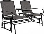 Amazon Basics 2-Person Outdoor Patio Textilene Glider Chair with Tempered Glass Table $86