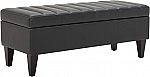 Amazon Brand – Rivet Channel-Tufted Velvet Storage Ottoman with Soft-Close Hinge $45