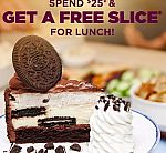 Cheesecake Factory - Free slice of Cheesecake w/$25+ pickup order