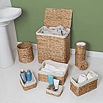 Honey-Can-Do 7-Piece Water Hyacinth Woven Bathroom Storage Basket Set $37.80, 3-Pc Laundry Basket $20