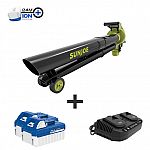 Sun Joe 48V iON+ Cordless Leaf Blower Vacuum Mulcher Kit W/ 2 x 4.0-Ah Batteries & Charger $72
