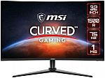 MSI 32" FHD 1500R Curved Gaming Monitor (Optix G323CV) $139.99