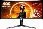 AOC CU34G3S 34" WQHD Frameless Curved Ultrawide Gaming Monitor $339.99
