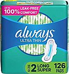 2 x 126 Count Always Ultra Thin, Size 2 Long, With Wings, Unscented $27.70 and more