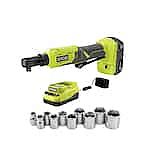 Ryobi ONE+ 18V Cordless 3/8" 4-Position Ratchet Kit & 10-Piece SAE Socket Set w/ 2.0 Ah Battery & Charger $79