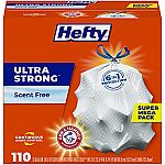 110-Ct 13-Gal Hefty Ultra Strong Tall Kitchen Trash Bags $10.85 and more