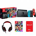 Nintendo Switch + Mario Kart 8 Deluxe + 3mo Switch Online + Nyko Gaming Headset $299.99