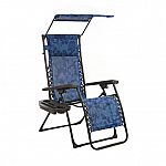 Bliss Hammocks 26" Wide Zero Gravity Chair w/ Adjustable Canopy, Drink Tray & Pillow $32