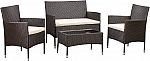 Amazon Basics 4-Pc Outdoor Wicker Rattan Conversation Set $111.32
