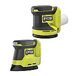 RYOBI ONE+ 18V Cordless Random Orbit Sander & Corner Cat Finish Sander Combo $59 and more