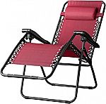 Amazon Basics Adjustable Zero Gravity Folding Chair w/ Pillow (Burgundy) $30