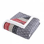 Eddie Bauer 50" x 70" FairIsle Sherpa Reversible Throw Blanket $14.20
