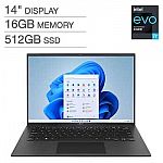 LG gram 14" Intel Evo Platform Laptop: i7-1260P, 16GB, 512GB $699.99