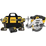 DEWALT ATOMIC 20-Volt MAX Cordless Brushless Compact Drill/Impact Combo Kit (2-Tool) with 6-1/2 in. Circular Saw $199 and more