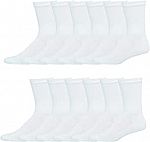 12-Pairs Hanes Men's X-temp Cushioned Crew Socks (White) $9